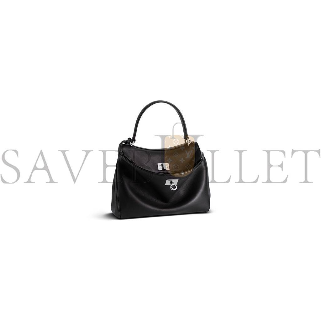 Ba*len*cia*ga rodeo mini handbag in black smooth calfskin (23*10*8cm)